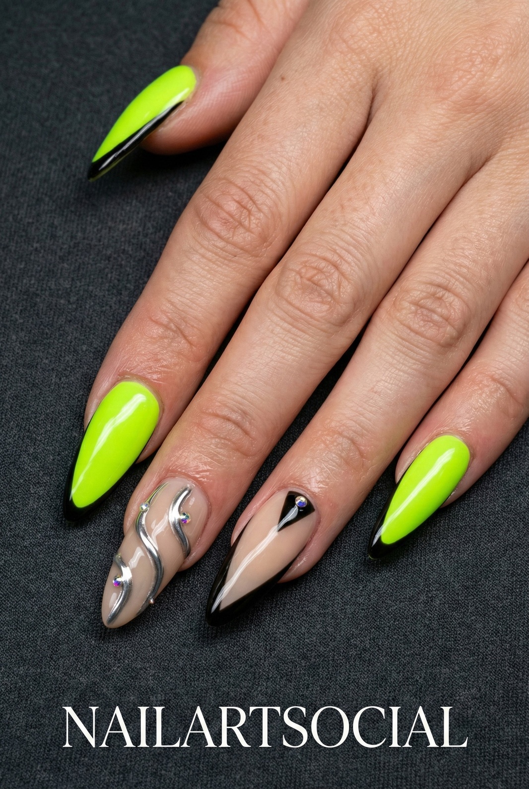 Neon Green & Nude Contrast